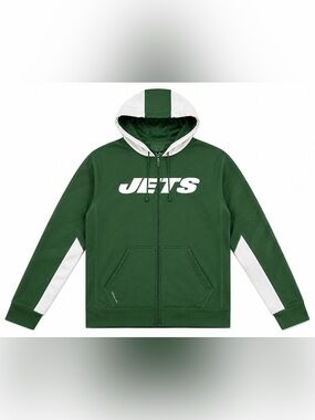 Nike Green and White NY Jets NFL Full‑Zip Hooded Sweatshirt